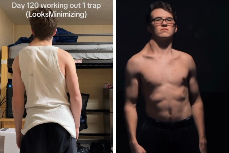 Chàng trai 19 tuổi gây sốc khi chỉ tập một bên cơ thể - 2