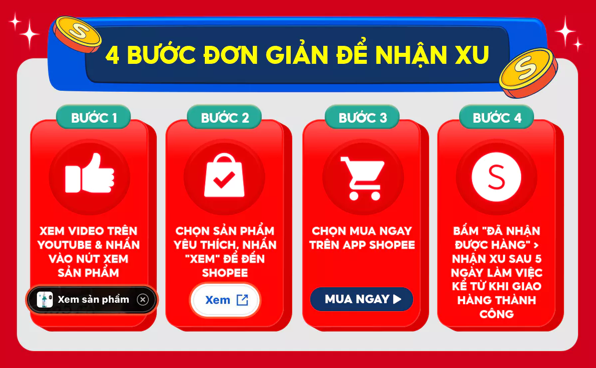 Vừa được xem video từ nhà sáng tạo nội dung yêu thích, vừa chốt đơn nhận hoàn xu Shopee siêu khủng chỉ với 4 bước cực kỳ đơn giản.