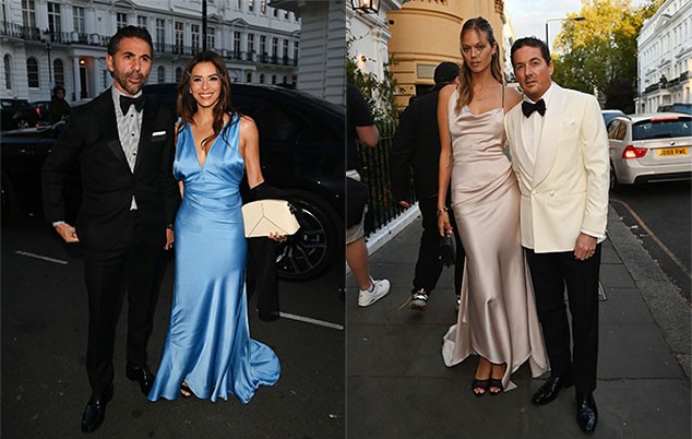 Nữ diễn viên Eva Longoria (váy xanh) đến cùng chồng trong khi bạn thân Becks, Dave Gardner, cũng đi cùng bạn gái Jessica Clarke.