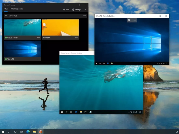 Giao diện các cửa sổ RDP trên Windows.