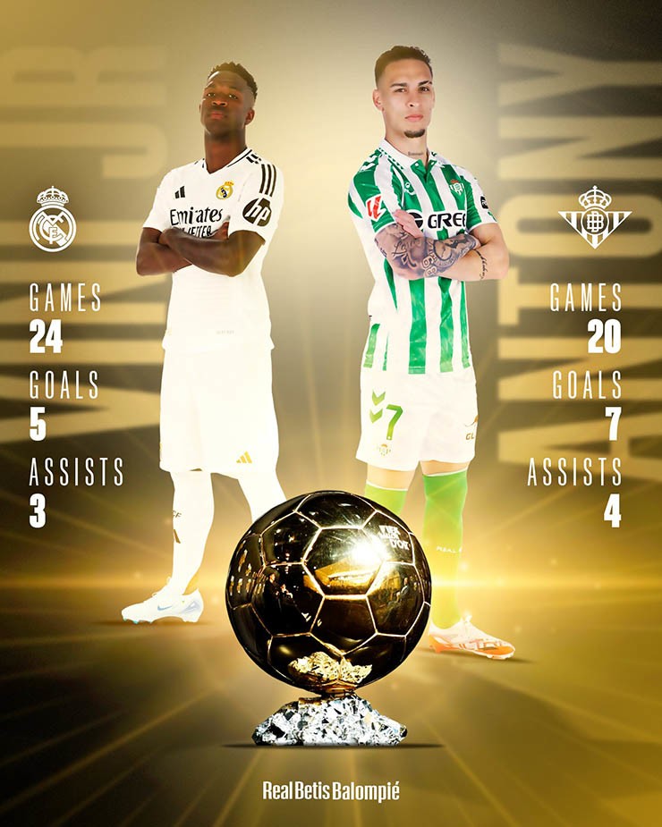 Truyền thông của CLB Betis so sánh Anotny với Vinicius