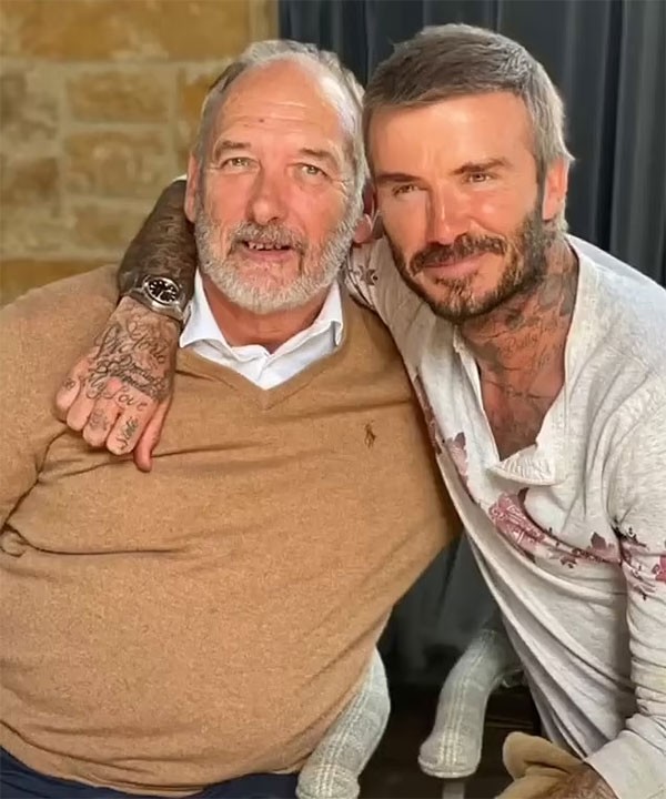 Becks và bố - ông Ted - từng có thời gian bất hòa. Ảnh: Instagram David Beckham