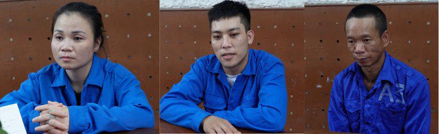 Đối tượng Nguyễn Thị Phương, Nguyễn Hữu Tráng, Dương Tiến Tú (từ trái sang)