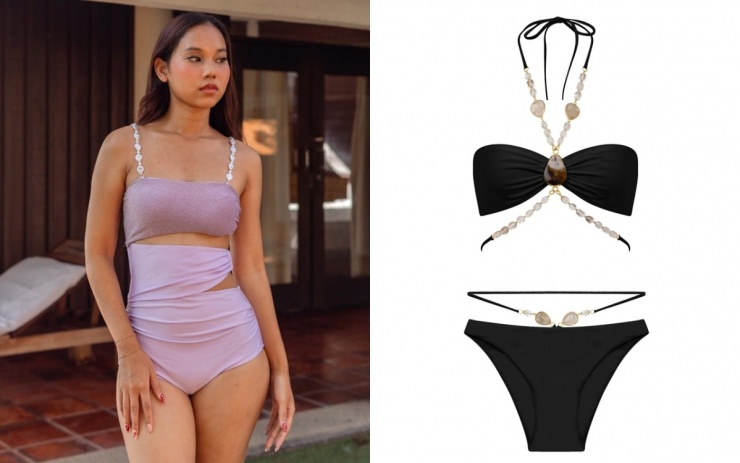 Theo Vogue, áo tắm có quai, dây xâu hạt nhựa, vỏ ốc, đá quý là một trong những xu hướng mới. Nhờ chi tiết trang trí này, trang phục trông thú vị hơn, tạo cảm giác tinh nghịch.