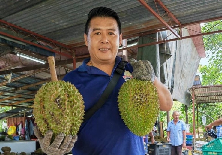Eric Yeap trưng bày sầu riêng Tupai King. Ảnh: Sở Nông nghiệp Penang và Eric Yeap