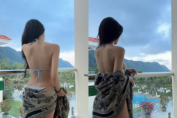  " Nóng "  hơn cả thời tiết, nữ MC Mai Dora khoe lưng trần