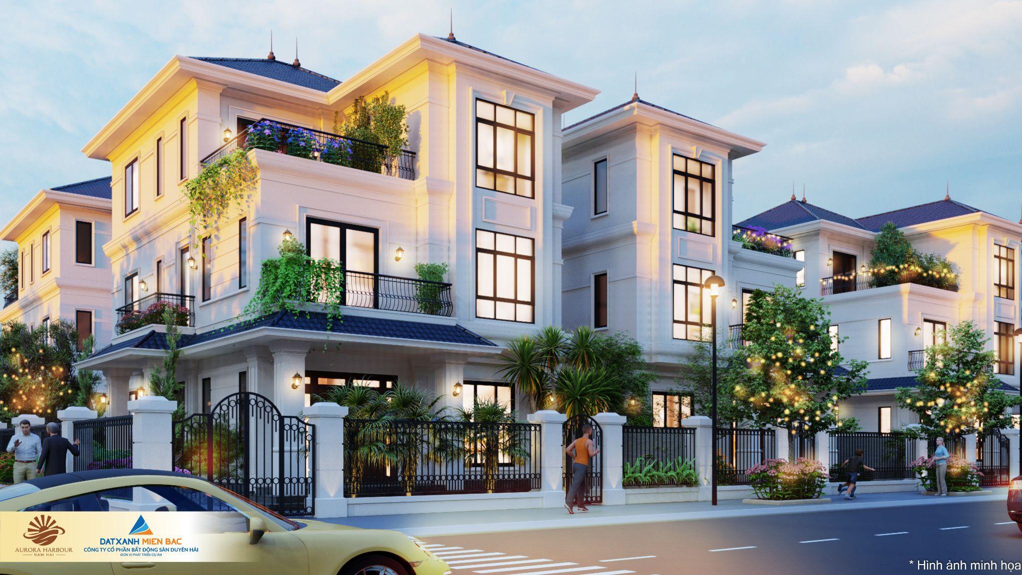 Hình 3D phối cảnh biệt thự tại dự án Aurora Harbour Nam Hải