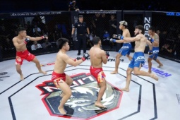 Kèo 3 đấu 3  " điên đảo "  võ đài MMA Việt Nam, 6 võ sĩ đè lên nhau đấm đá