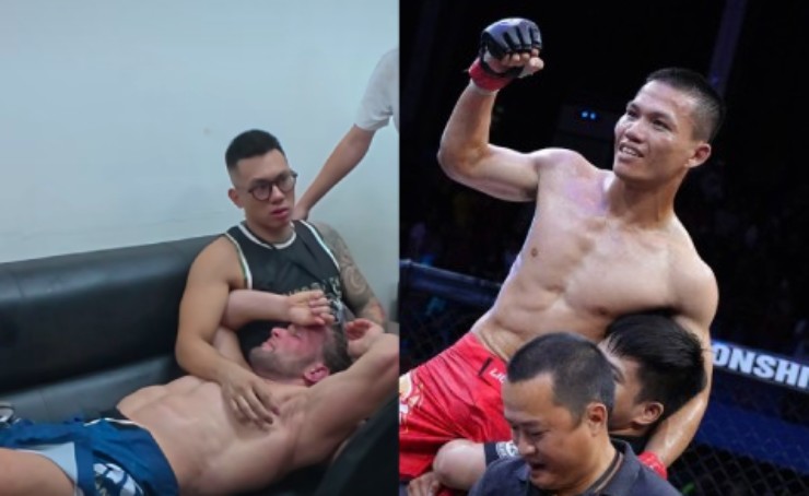 Zakhar (bên trái) phải vào viện cấp cứu sau trận, Công Minh (bên phải) không hề bị xướt xát