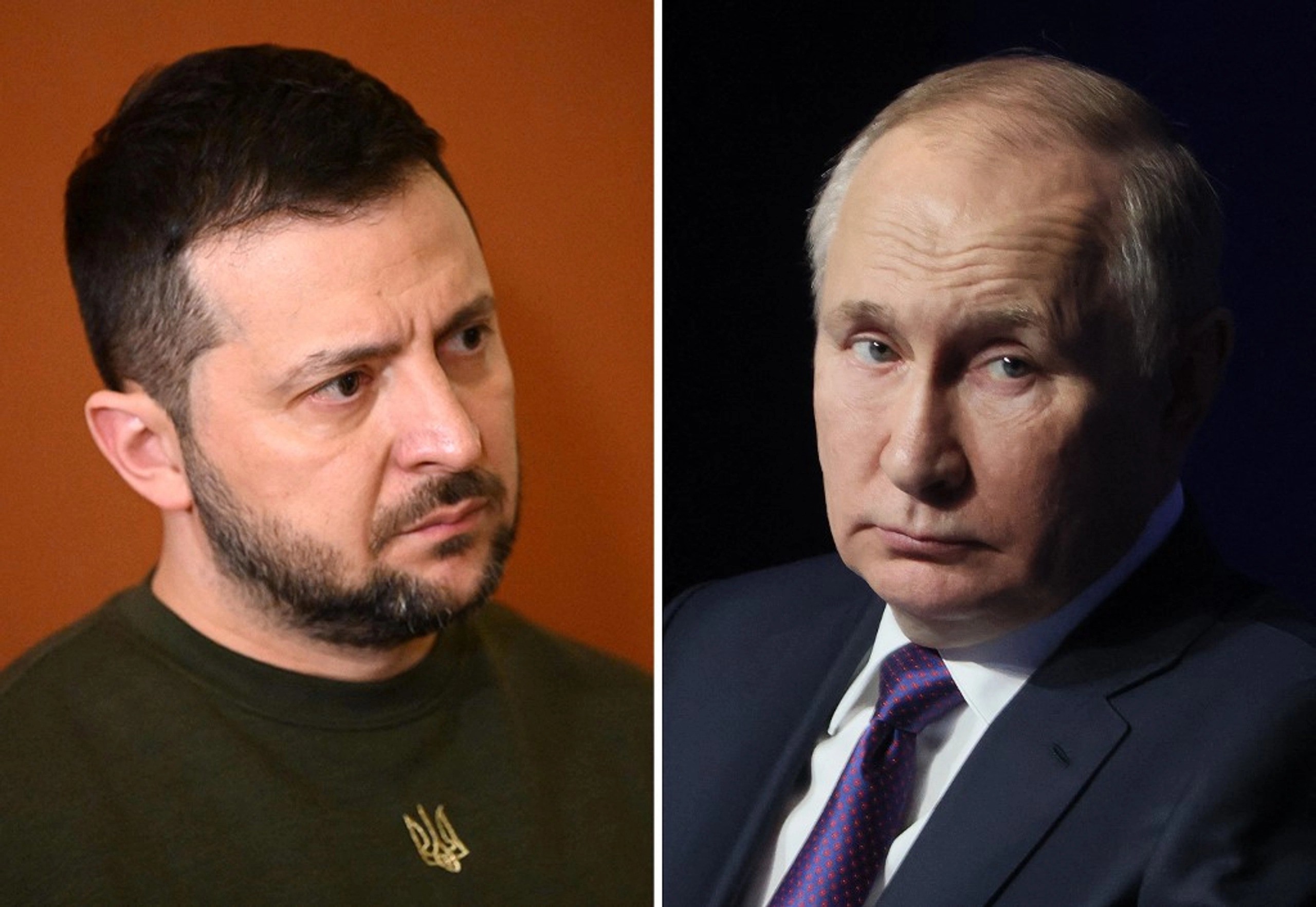 Ông Zelensky (trái) và ông Putin. Ảnh: Mandel Ngan and Mikhail Metzel&nbsp;
