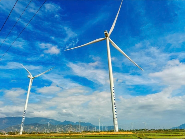 Những cánh quạt khổng lồ ở Điện gió Đầm Nại (Ninh Thuận).