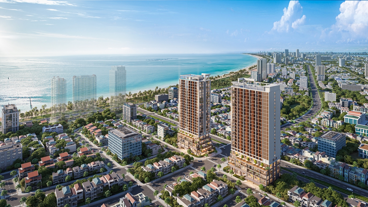 Phối cảnh minh họa tổ hợp Sun Costa Residence cận kề biển Mỹ Khê. Ảnh Sun Property