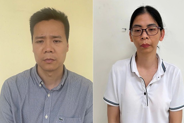 Bị can Nguyễn Năng Mạnh và Phạm Thị Hường. Ảnh: Công an cung cấp