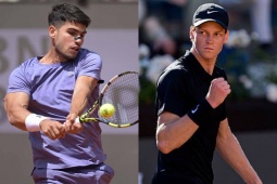 Trực tiếp tennis Rome Open ngày 7: Alcaraz đấu Khachanov dưới cơ, Sinner gặp khó