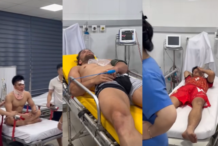 Zakhar (giữa) gặp 2 đồng nghiệp ở phòng cấp cứu