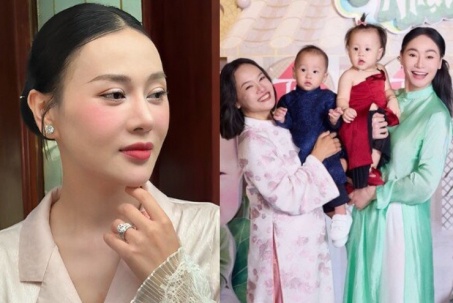 Phương Oanh dọn tiệc thôi nôi hoành tráng cho cặp song sinh, chuẩn dáng "phu nhân cá mập" với bộ trang sức kim cương