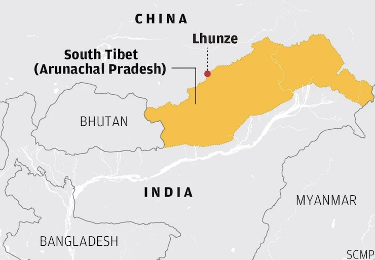 Bang Arunachal Pradesh (màu vàng) là vùng tranh chấp giữa Ấn Độ và Trung Quốc. Ảnh: SCMP. Bang Arunachal Pradesh (màu vàng) là vùng tranh chấp giữa Ấn Độ và Trung Quốc. Ảnh: SCMP.