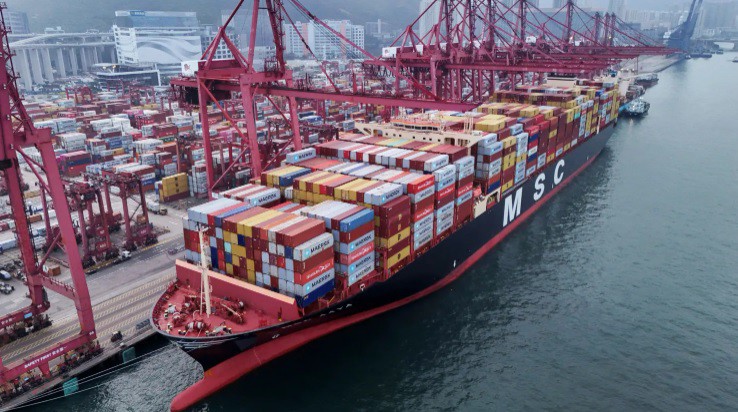 Một góc nhìn bến container ở Hồng Kông, Trung Quốc, ngày 23/4/2025. Ảnh: Reuters