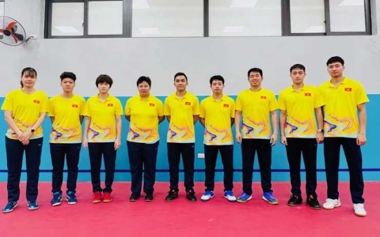 Các tay vợt Việt Nam dự Giải vô địch bóng bàn Đông Nam Á năm 2024. Ảnh: Nguyễn Minh