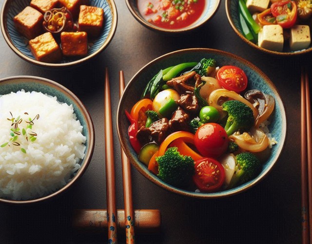 Các bữa cơm truyền thống của người châu Á có thể là công cụ chống béo phì hiệu quả - Minh họa AI: Thu Anh