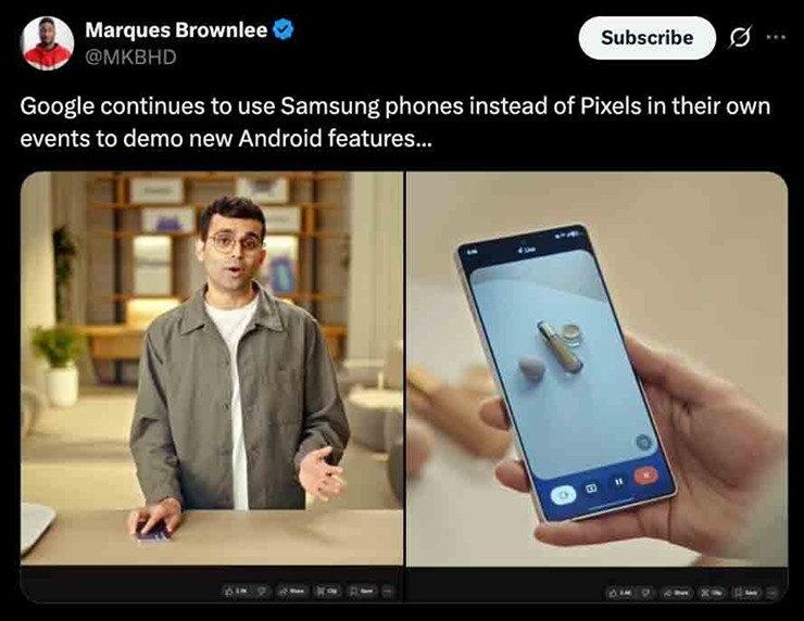 Marques Brownlee cảm thấy không hứng thú khi Android Showcase lại là nơi trình diễn của Galaxy S25 Ultra.