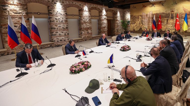 Phái đoàn Nga đàm phán với Ukraine ở Thổ Nhĩ Kỳ vào năm 2022. Ảnh: Getty Images.