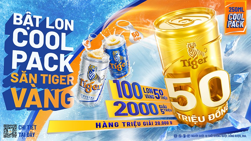 Chương trình khuyến mại “Bật Lon Coolpack - Săn Tiger Vàng” diễn ra trên toàn quốc với hàng triệu giải thưởng hấp dẫn dành cho người tiêu dùng.