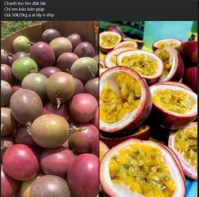 Giá chanh leo tím đang được rao bán từ 25.000 đồng/kg.