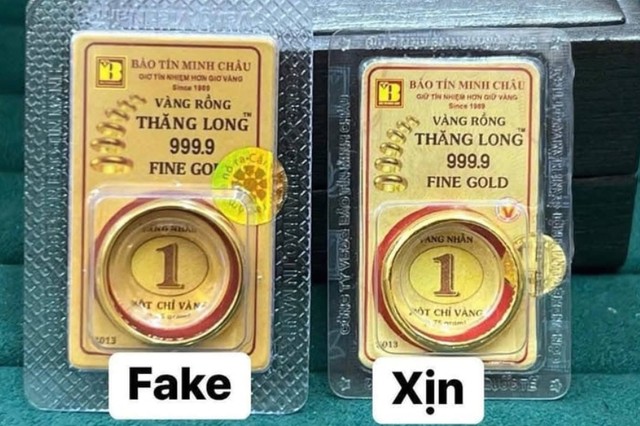Vàng giả được làm nhái gần giống vàng thật của Bảo Tín Minh Châu. Ảnh: Bảo Tín Minh Châu.