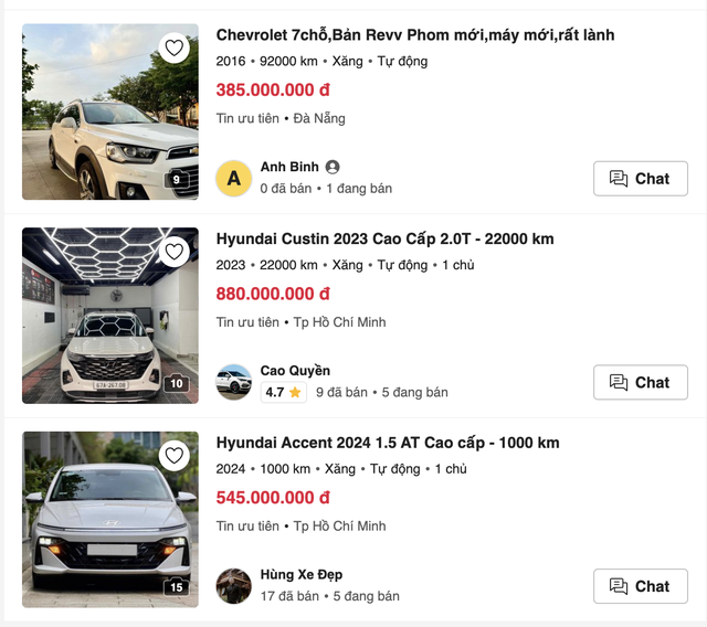 Một số mẫu xe đang được rao bán trên các trang mua bán xe