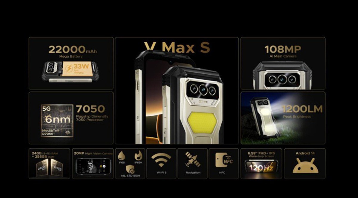 Điểm nhấn của DOOGEE V Max S là viên pin khủng 22.000 mAh.