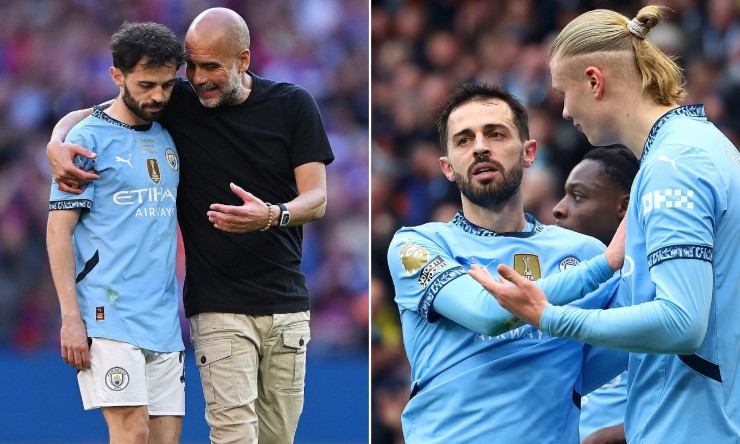 HLV Guardiola và&nbsp;Bernardo Silva căng thẳng trước trận đấu sống còn của Man City