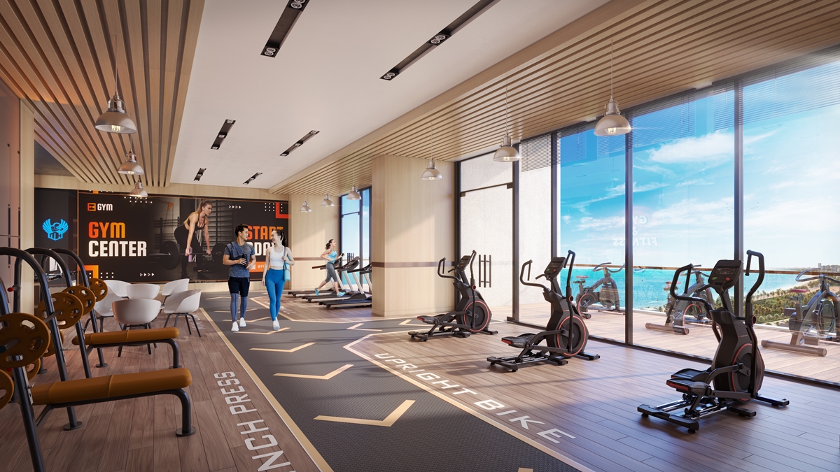 Phòng gym cao cấp thuộc tổ hợp. Ảnh phối cảnh minh họa Sun Property