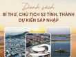 Danh sách bí thư, chủ tịch 52 tỉnh, thành dự kiến sáp nhập