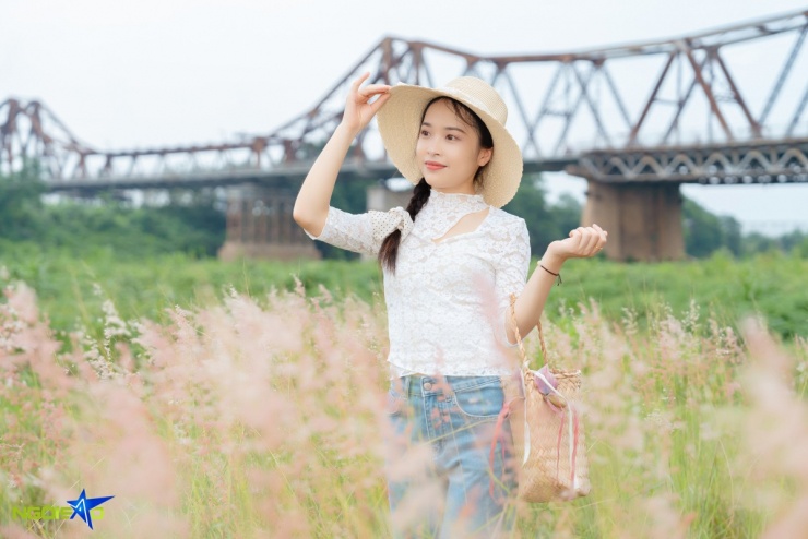 Bãi cỏ hồng dưới chân cầu Long Biên hút du khách - 5
