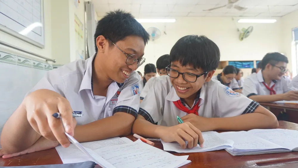 Học sinh Trường THCS Nguyễn Trãi, quận Gò Vấp, TP.HCM, trong 1 tiết học. Ảnh: NGUYỄN QUYÊN