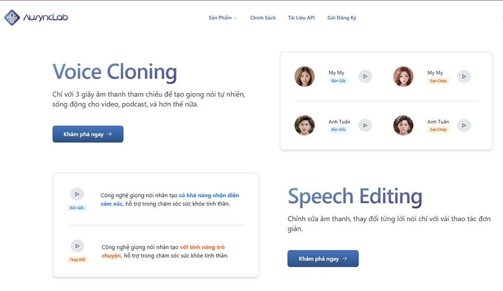 AusyncLab – Start-up trẻ với mong ước dẫn đầu xu hướng nhân bản giọng nói bằng công nghệ AI tại Việt Nam 2 Một trong những giao diện trên website của AusyncLab