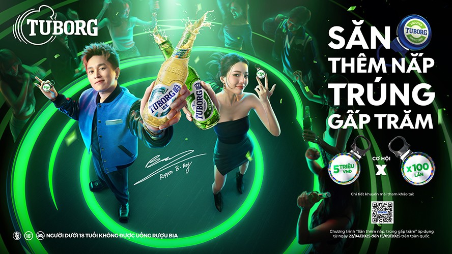 Tuborg tung chương trình khuyến mãi “Săn thêm nắp – Trúng gấp trăm” với cơ chế có 1-0-2, khuấy đảo người tiêu dùng mùa hè này