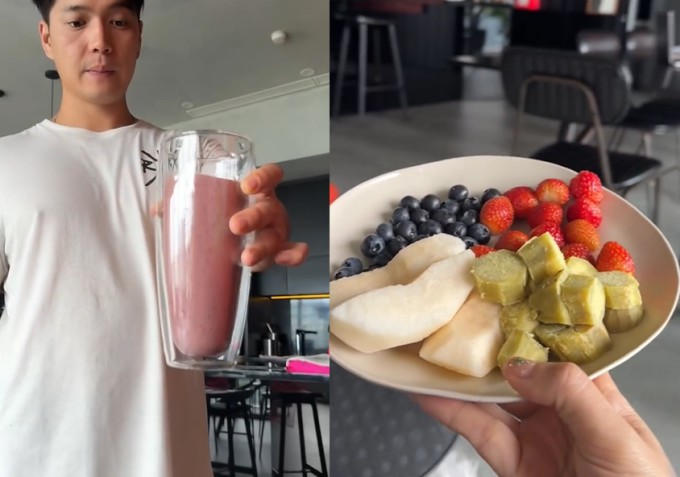 Huy Trần thường chuẩn bị một đĩa trái cây tươi hoặc làm món sinh tố trộn nhiều loại quả mọng để đa dạng dinh dưỡng cho bà xã.