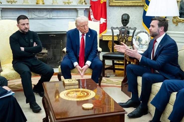 Tổng thống Mỹ Donald Trump coi cuộc xung đột ở Ukraine là vấn đề lẽ ra Mỹ không nên can dự. Ảnh: NYT.