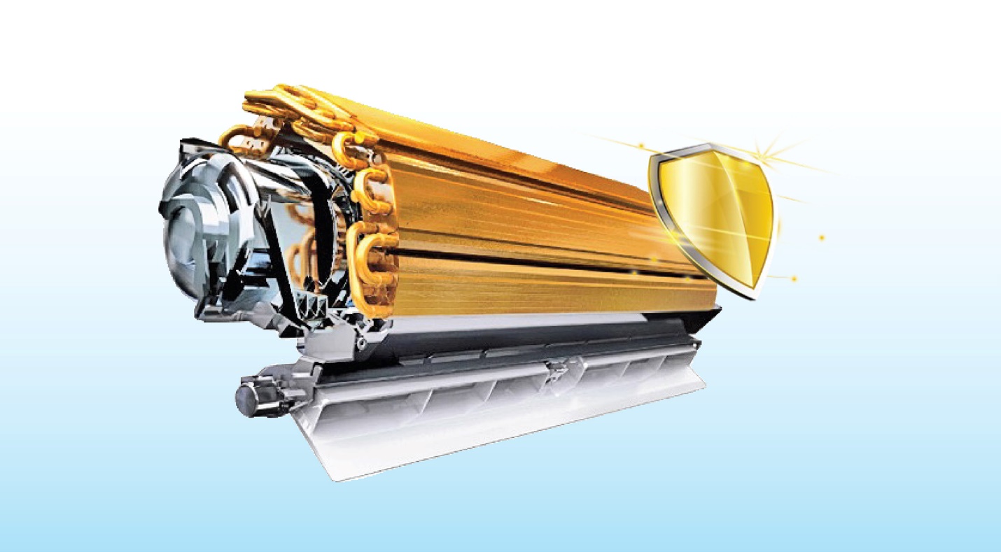 Dàn lạnh được phủ lớp Golden Fin giúp điều hòa Funiki PowerAI bền bỉ hơn, hoạt động hiệu quả