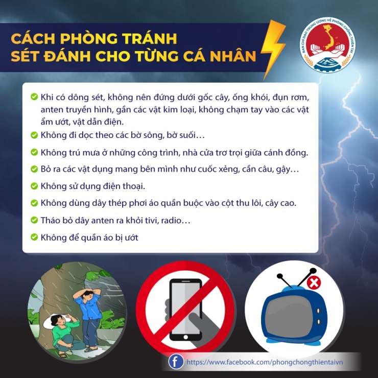 Khuyến cáo phòng tránh sét của cơ quan phòng chống thiên tai.