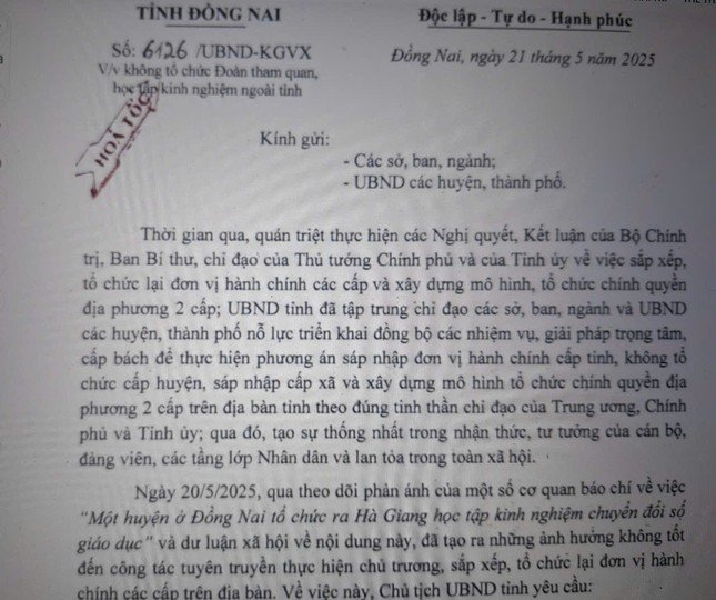 Công văn hỏa tốc của UBND tỉnh về việc không tổ chức các đoàn tham quan