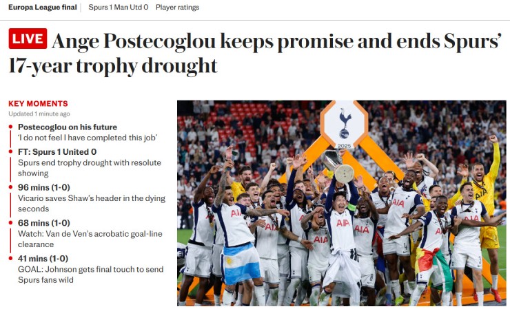 Tờ Telegraph khen ngợi HLV Postecoglou