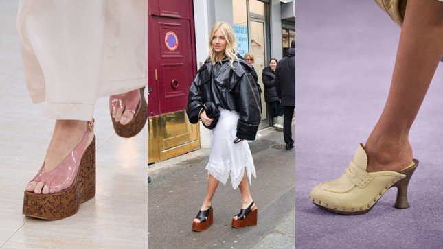 Sàn diễn Chloé đã thành công tái sinh những đôi guốc gỗ giản dị, hay được gọi là giày “Clog” từ những năm 70. Mùa Hè năm nay, những đôi guốc gỗ đế dày, đóng đinh tán một lần nữa thuyết phục các tín đồ thời trang thế hệ mới, cũng như truyền cảm hứng cho nhiều thương hiệu và các nhà thiết kế.