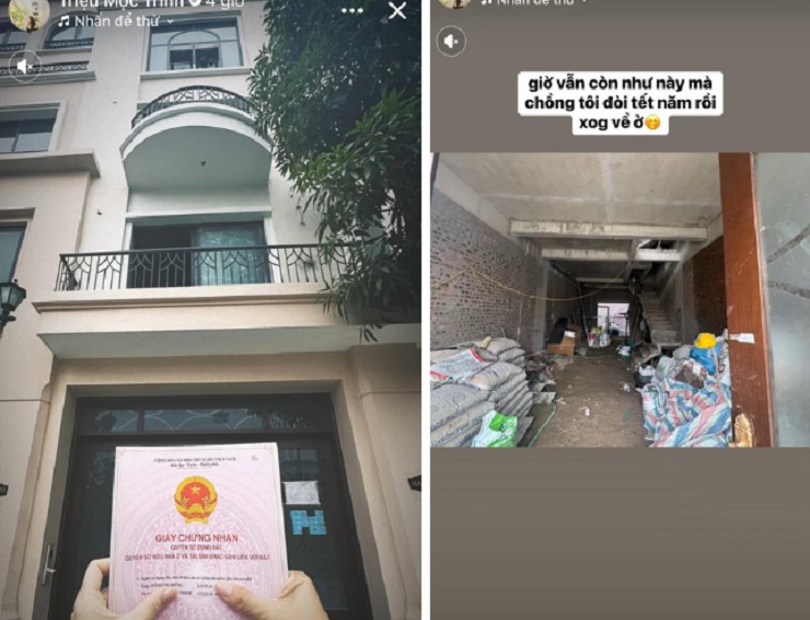 Căn biệt thự này từng được cặp đôi chia sẻ vào đúng ngày Ngày Valentine năm nay. Cụ thể, trên trang cá nhân, Triệu Mộc Trinh – bà xã tiền vệ Đỗ Hùng Dũng khiến người hâm mộ trầm trồ khi khoe cuốn sổ đỏ căn biệt thự 3 tầng mà gia đình cô mới sở hữu. Trong bức ảnh, cặp đôi cùng nhau cầm cuốn sổ đỏ, bên trên ghi tên cả 2 vợ chồng. Phía đằng sau là căn biệt thự 3 tầng đang trong quá trình hoàn thiện.