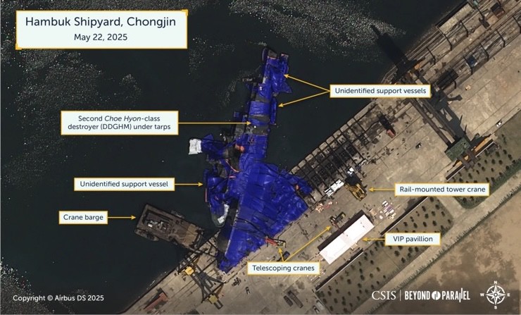 Ảnh vệ tinh chụp ở bến cảng Triều Tiên sau khi sự cố xảy ra. ẢNh: CSIS/Airbus.