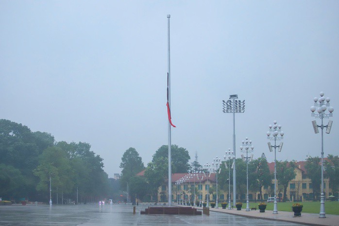 Cờ rủ trong Lễ Quốc tang là cờ có dải băng đen với kích thước bằng 1/10 chiều rộng và chiều dài bằng chiều dài lá cờ. Cờ chỉ được treo đến 2/3 cột với băng vải đen buộc để cờ không bay.