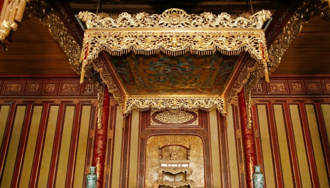 Không gian trưng bày ngai vàng triều Nguyễn. Ảnh: Cục Di sản Văn hóa
