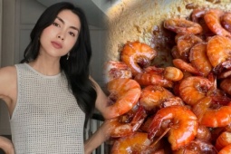 Mẹ con Tăng Thanh Hà ghiền tôm đất rang mặn ngọt